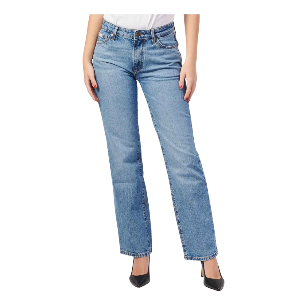 Blaue Straight Leg Denim Jeans