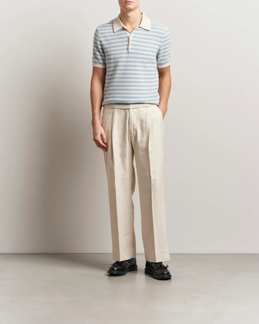 Erros Knitted Striped Polo Light Blue