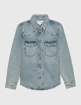 Frame Fitted Heritage Lightblue // Jeanshemd mit Druckknöpfen