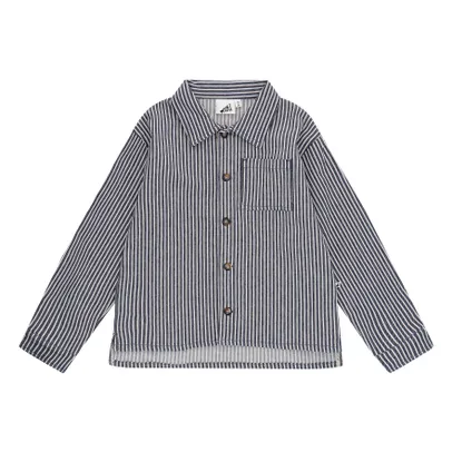 Gestreiftes Denim-Hemd | Schwarz