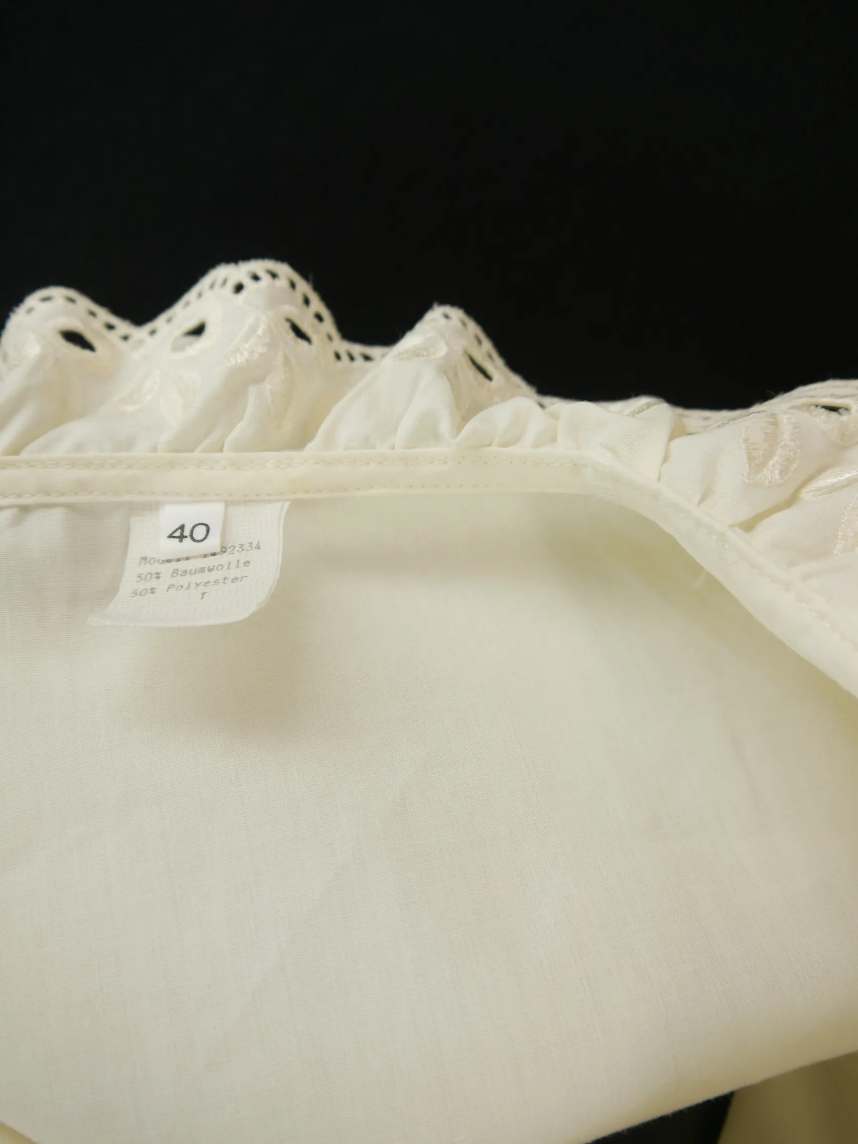 Gr.40 Trachtenbluse creme Bluse Baumwollmischung Spitze Stickerei TB8547