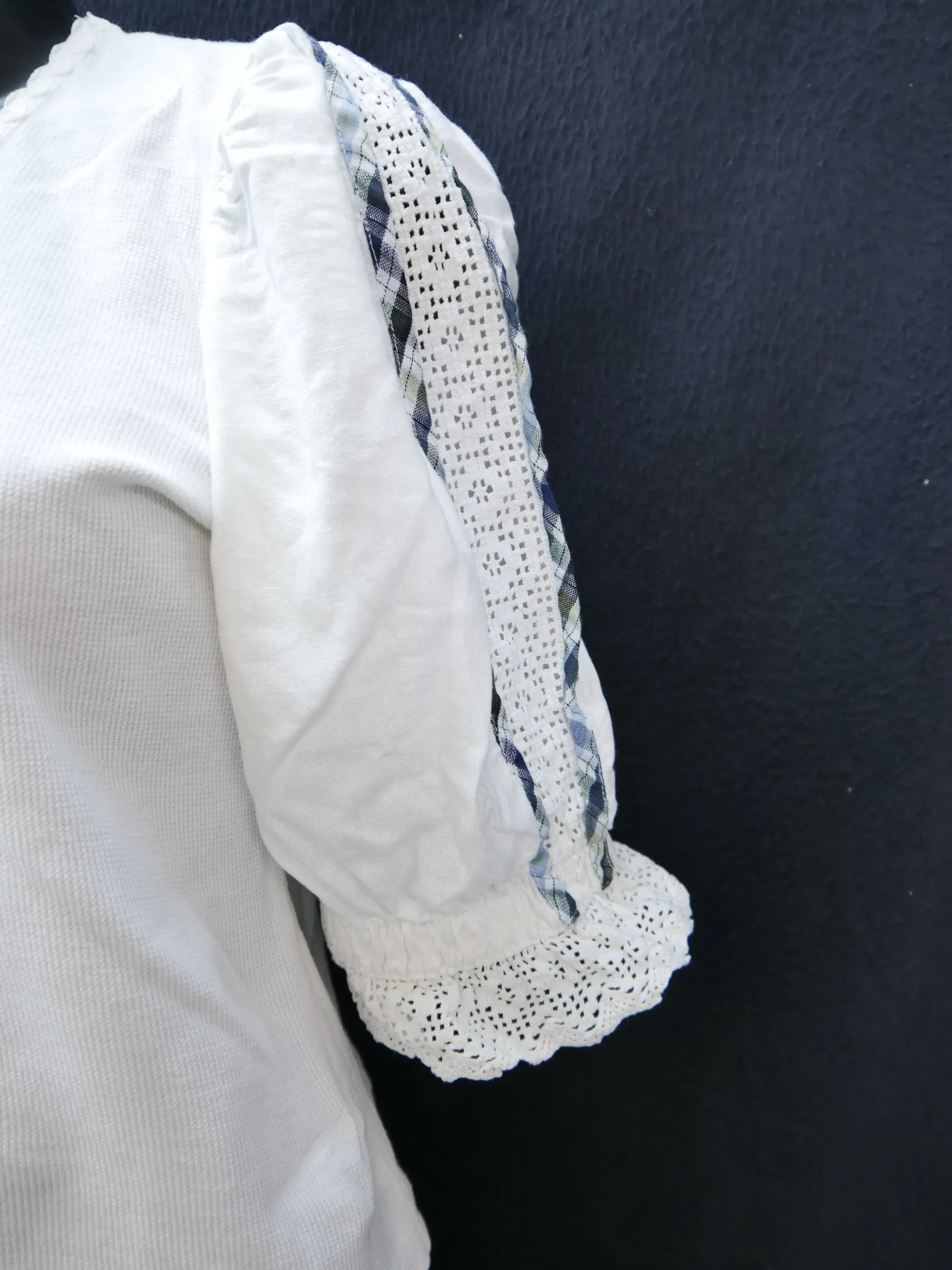 Gr.42 Trachtenbluse weiß Bluse Petressa Baumwollmischung Stretch Spitze TB6559