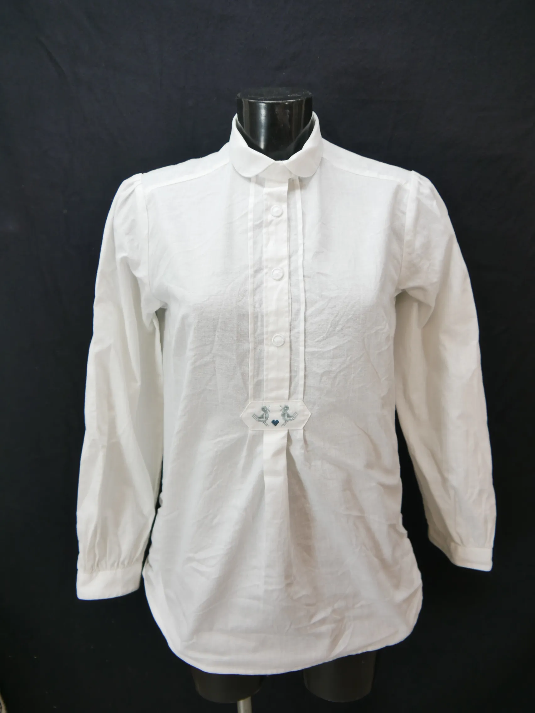 Gr.44 Trachtenbluse weiß Bluse Baumwolle mit Stickerei TB7043