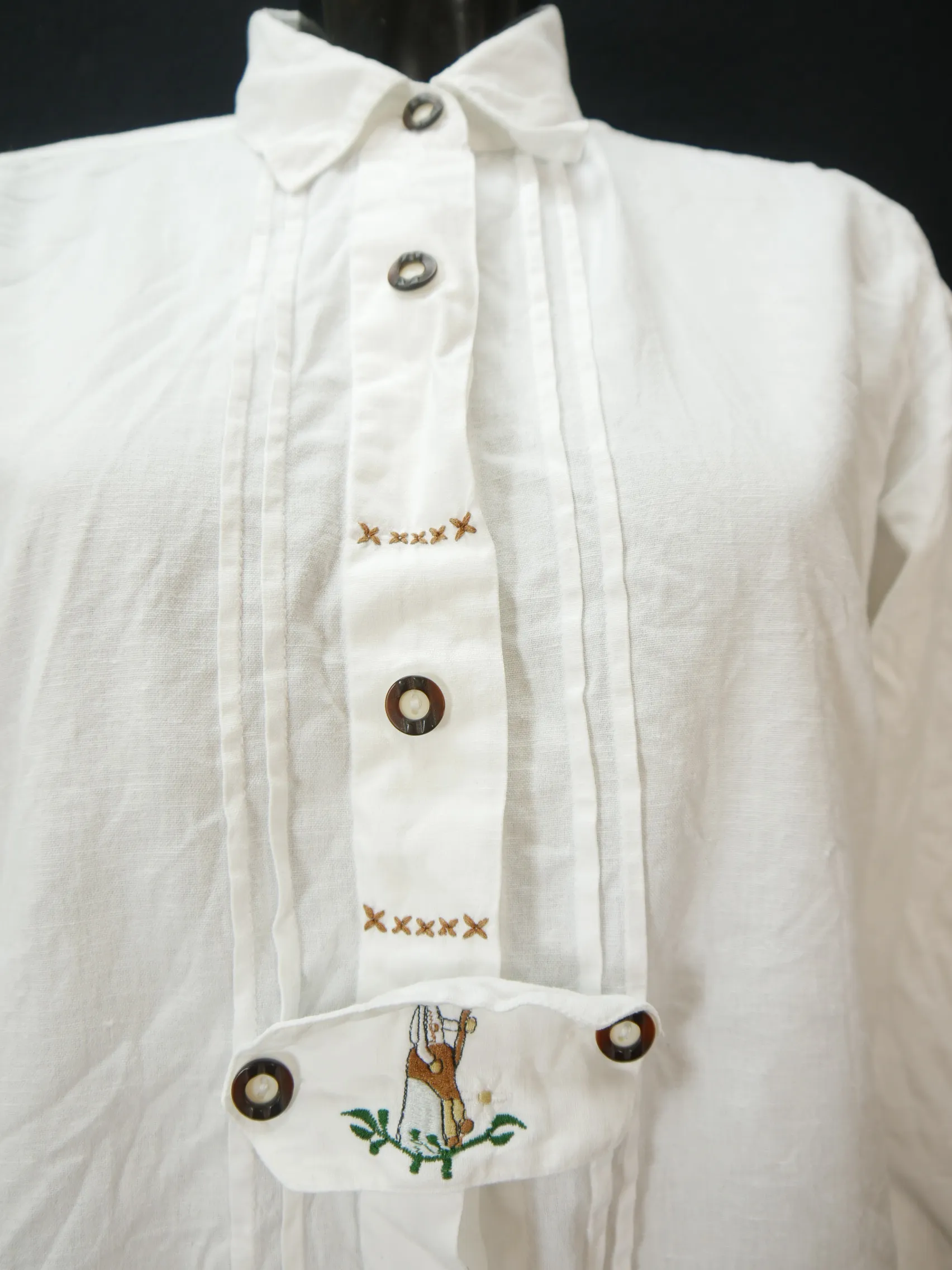 Gr.46 Trachtenbluse weiß Bluse Mohren Baumwollmischung Stickerei TB8069