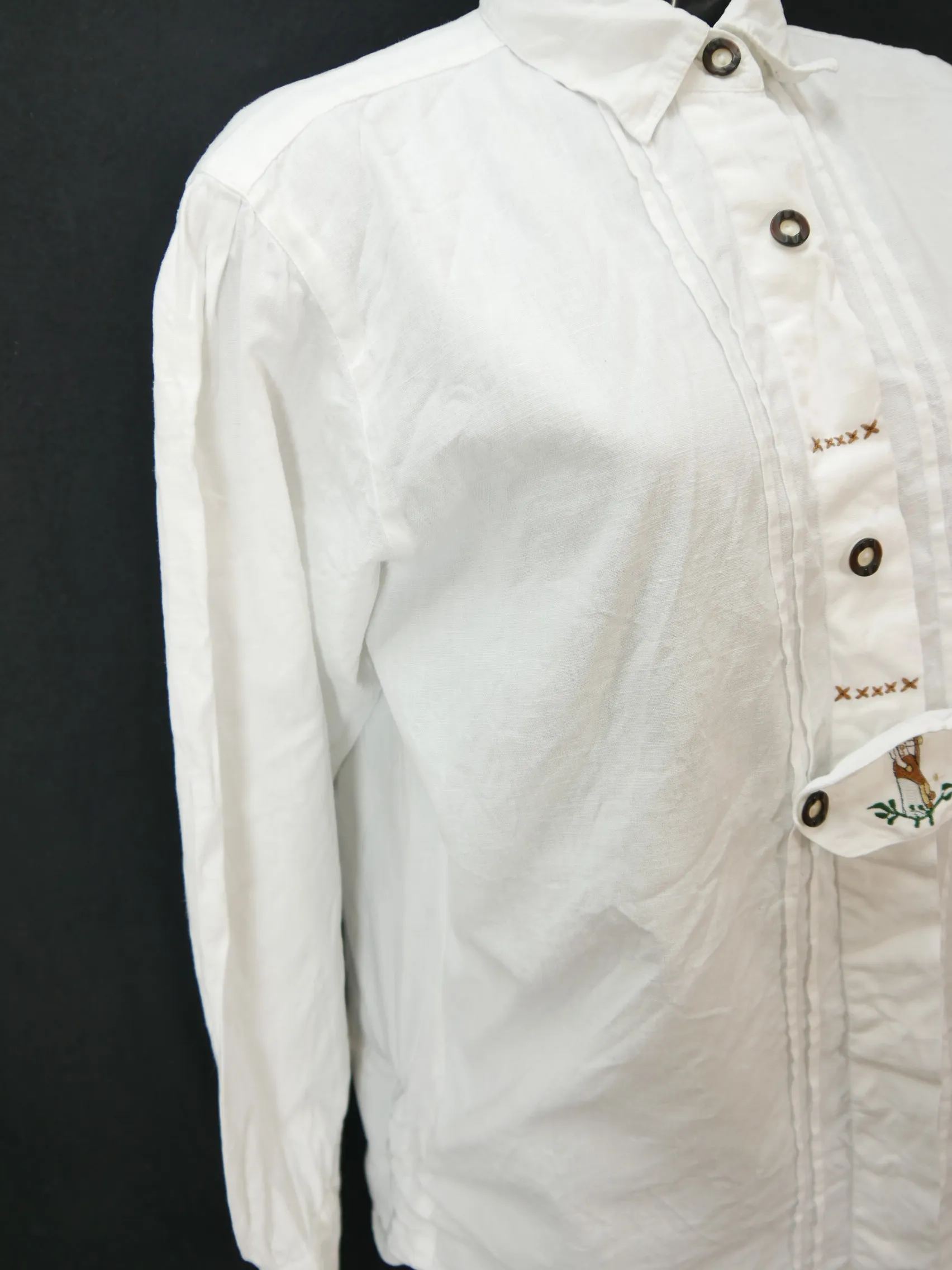 Gr.46 Trachtenbluse weiß Bluse Mohren Baumwollmischung Stickerei TB8069
