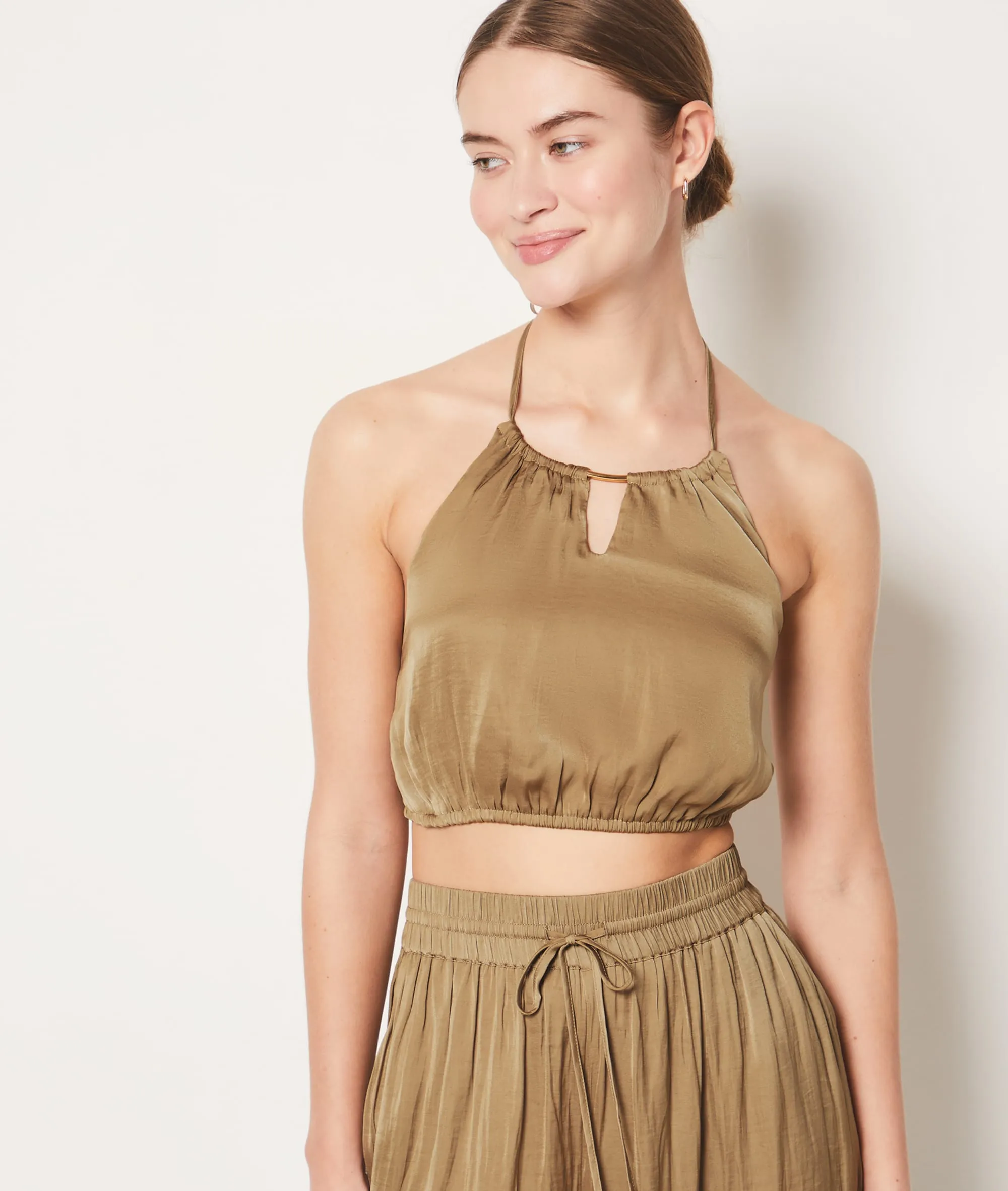 Hose aus Satin mit weitem Schnitt POLYESTER