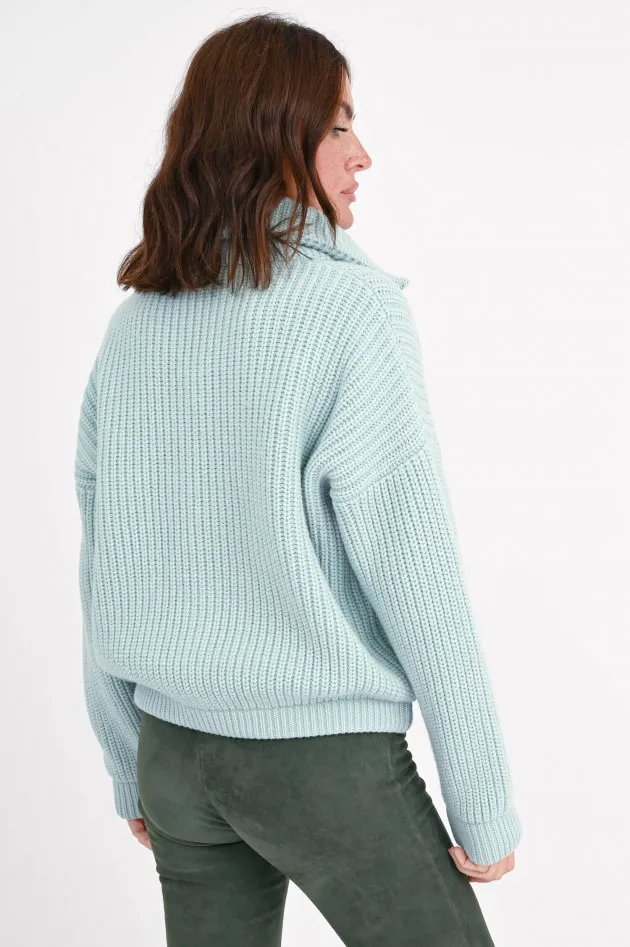 Hybrid-Strickjacke in Mint