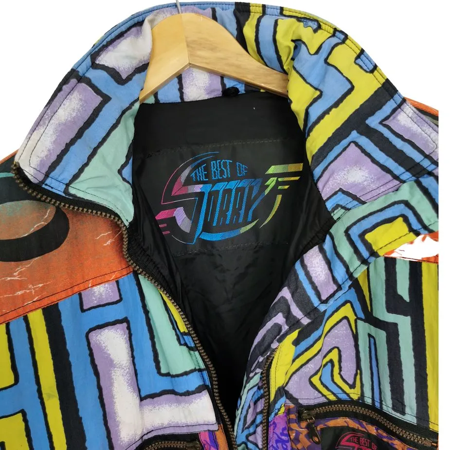 Italien 80er Vintage Jacke L Winter Anorak Crazy Colours