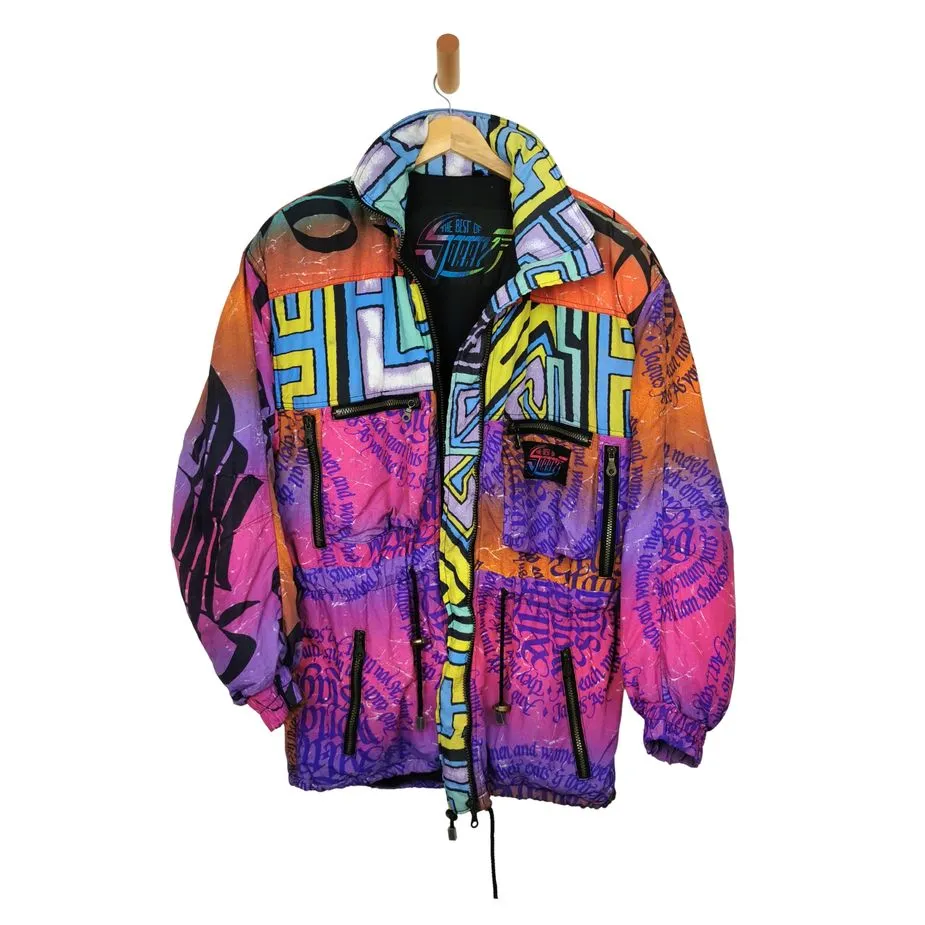 Italien 80er Vintage Jacke L Winter Anorak Crazy Colours