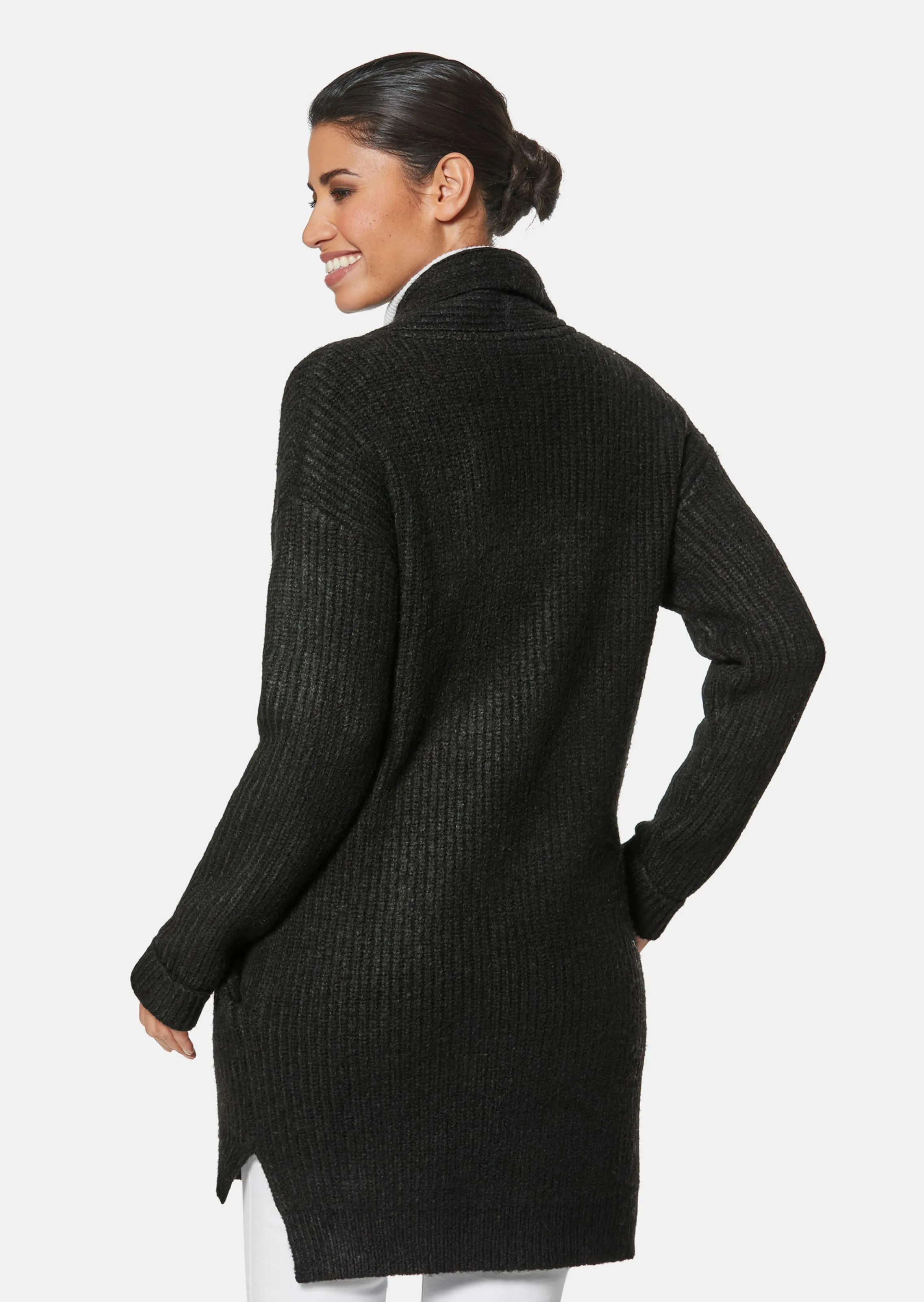 Lange Strickjacke mit Glanz