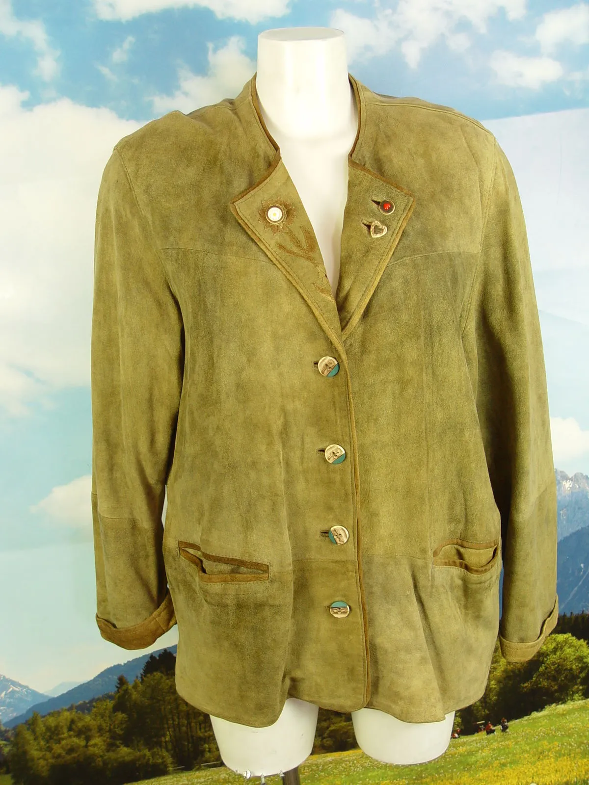 leichte Gebrauchspuren weiche und lässige Lederjacke Janker Trachten Jacke Gr.44