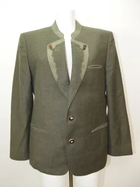 Neuwertig Leder Besatz Janker grün leichte Loden Trachtenjacke Jacke Gr.25/50