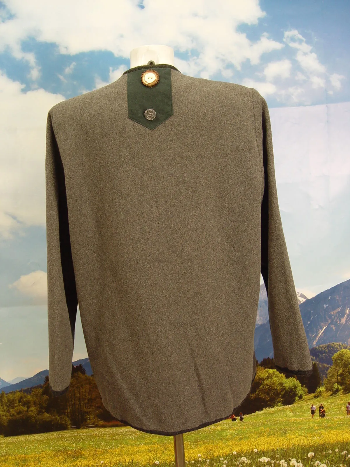 neuwertige leichte lange gefütterte graue Walkjacke Janker Trachten Jacke Gr.44