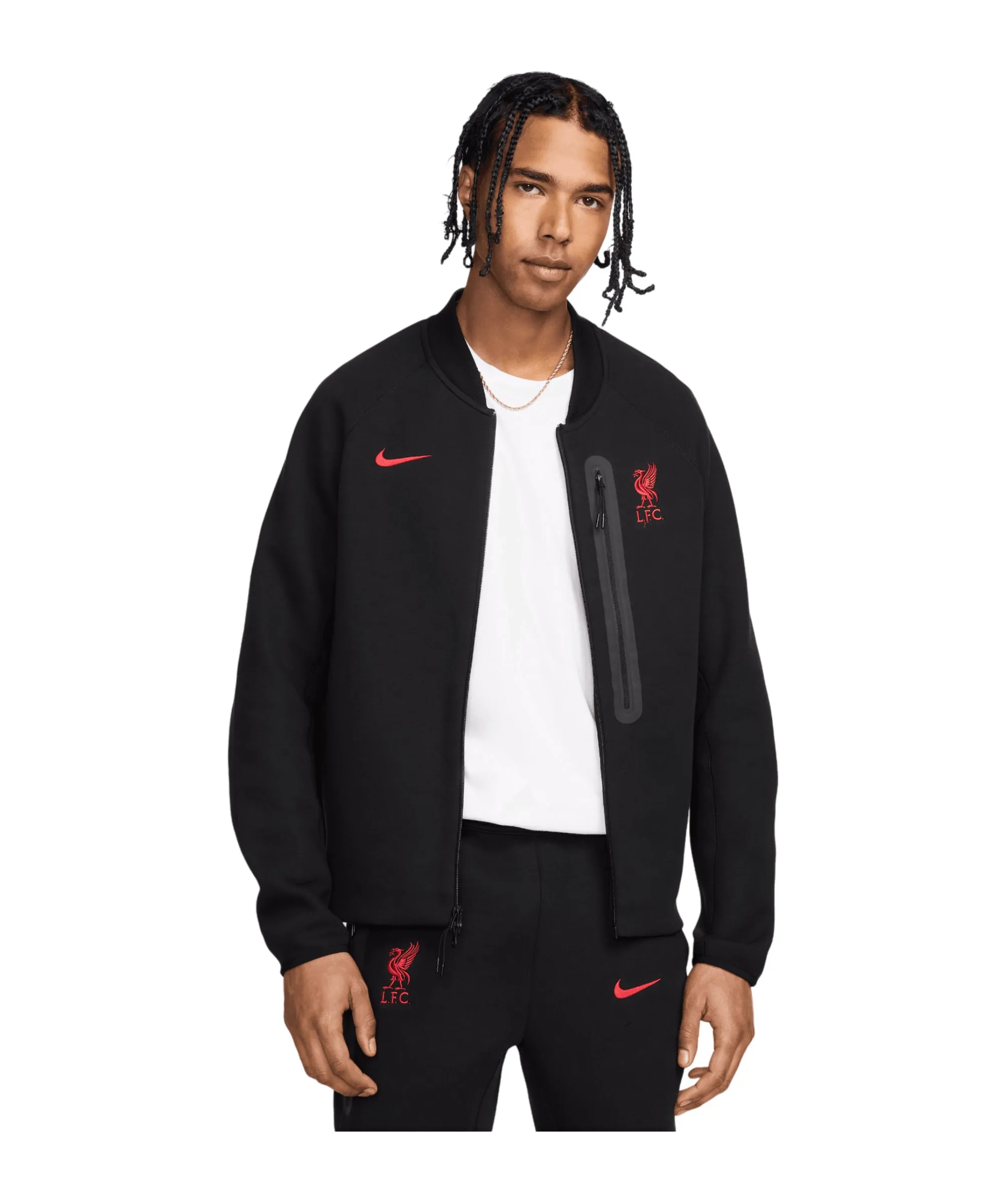 Nike FC Liverpool Tech Fleece Kapuzenjacke Schwarz F010