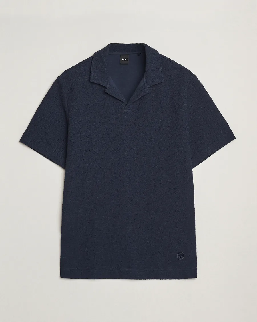 Pye Terry Knitted Polo Dark Blue