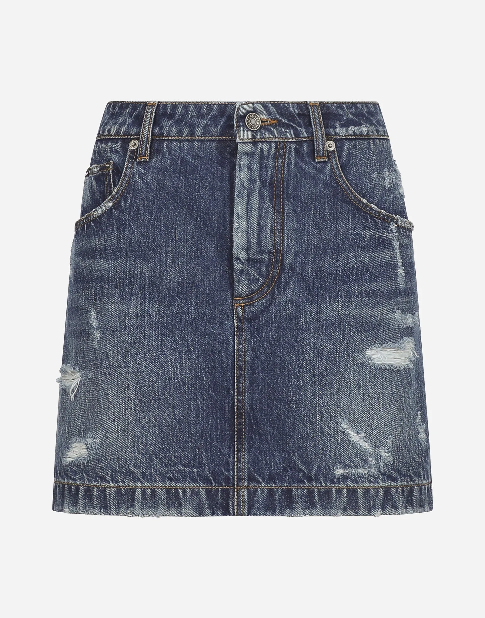Rock Dolce & Gabbana Ripped Denim Mini Skirt F4CPKDG8KR1S9001