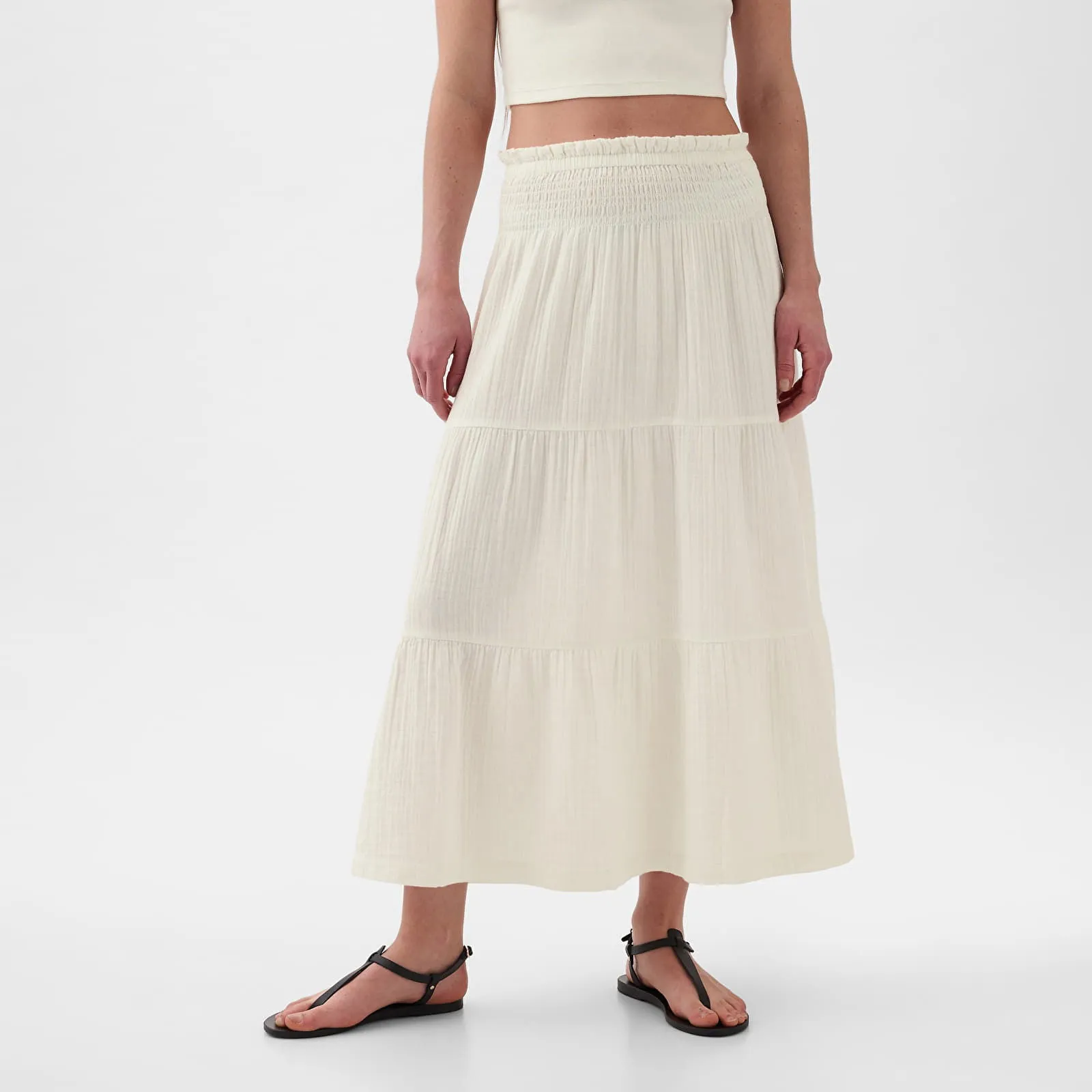 Rock GAP Skirt Pull On Gauze Maxi Skirt New Off White 857496-02