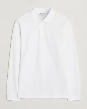 Supima Cotton Long Sleeve Pique Polo White